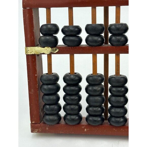 Vtg MCM Chinese Abacus Abaci 11 Digits Rods Calculator Core Wood Wooden 10 X 5 - Picture 4 of 11